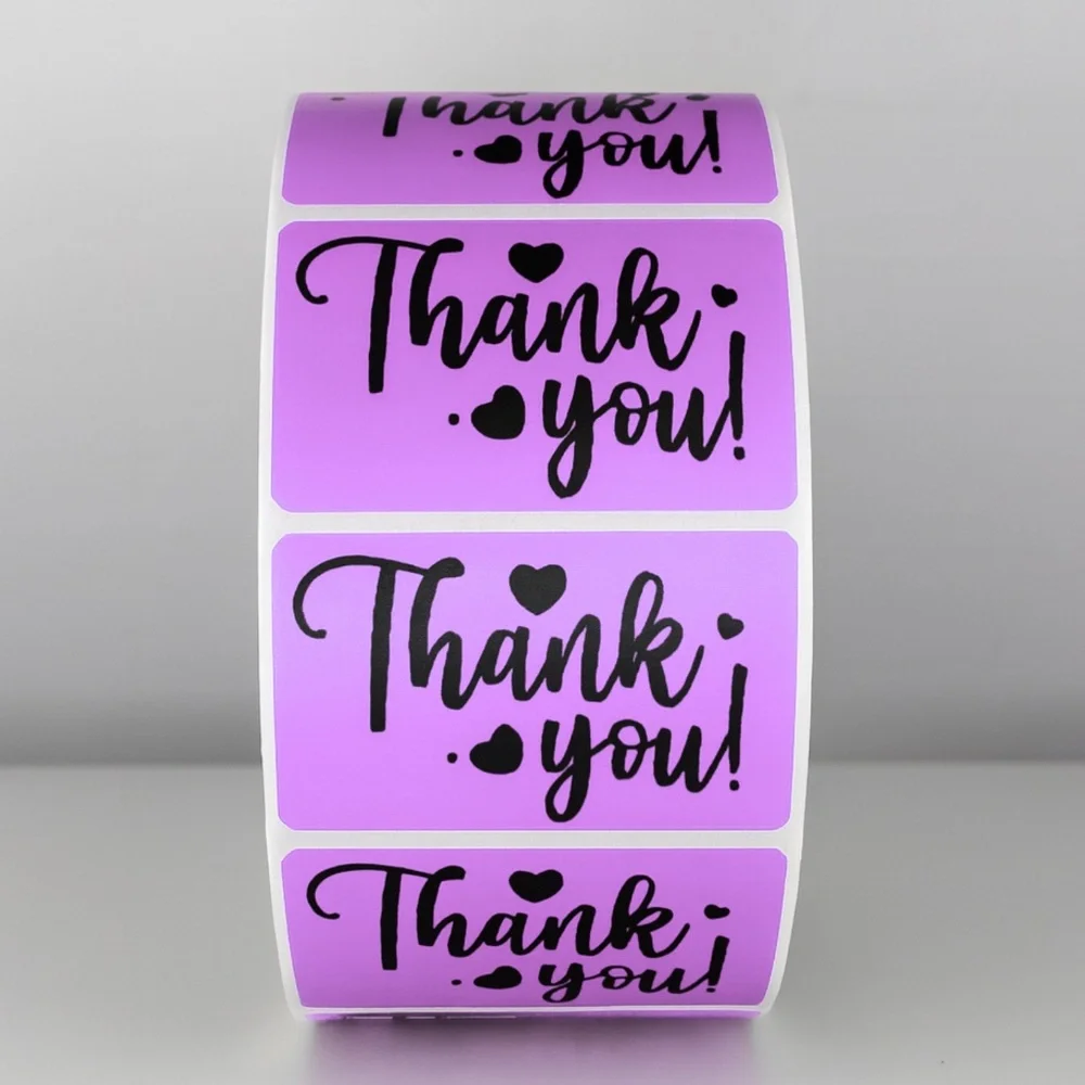 Thank You Stickers Purple Heart | Small Business Packaging Labels Cute